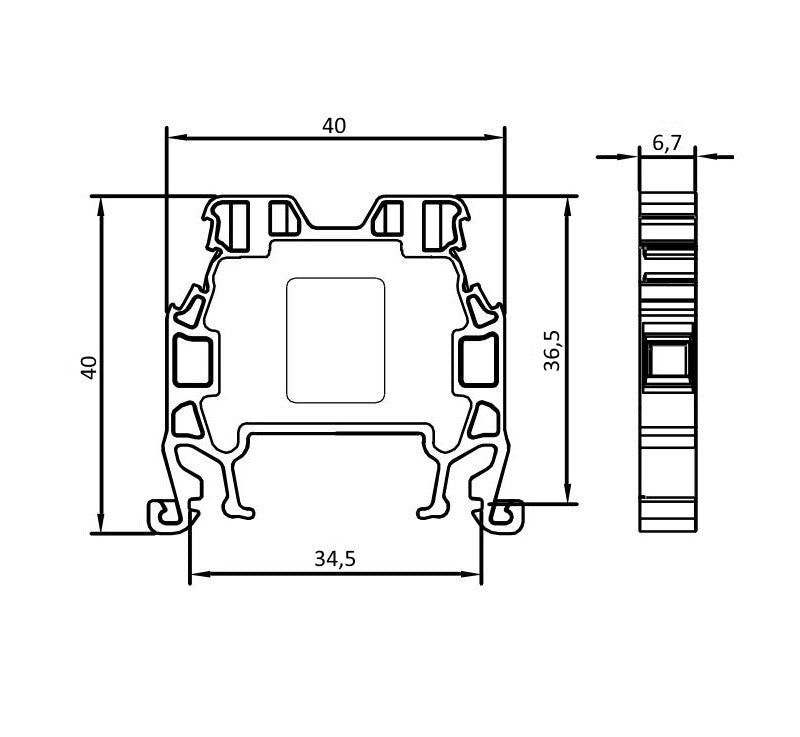 ONKA 4mm2 Connecteur à vis pour rail DIN 2 fils bleu, 1010025
