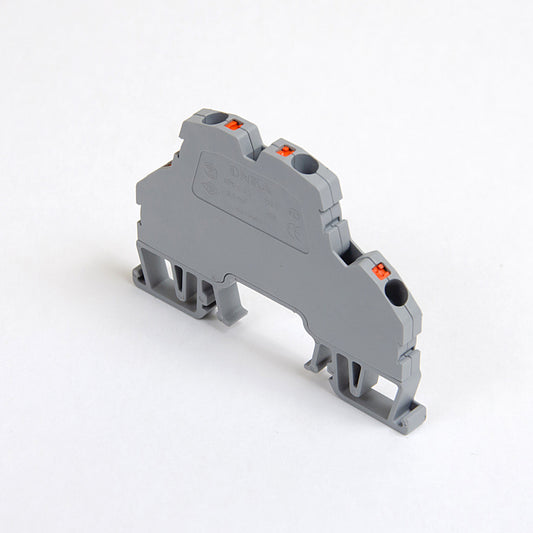 ONKA 2.5mm2, 2 patrová pružinová kolejnicová spojka svorkovnice Terminál na DIN lištu 4-vodičová šedá, 1020379 Principal Elektrik