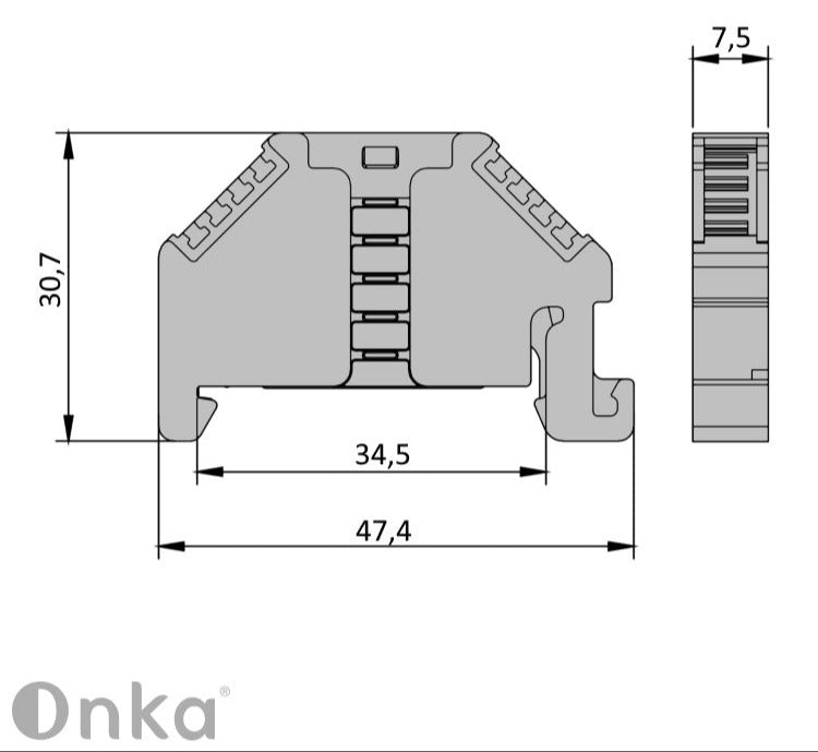 ONKA Plug, end console, universal holder (for spring and screw terminal block), 1060002
