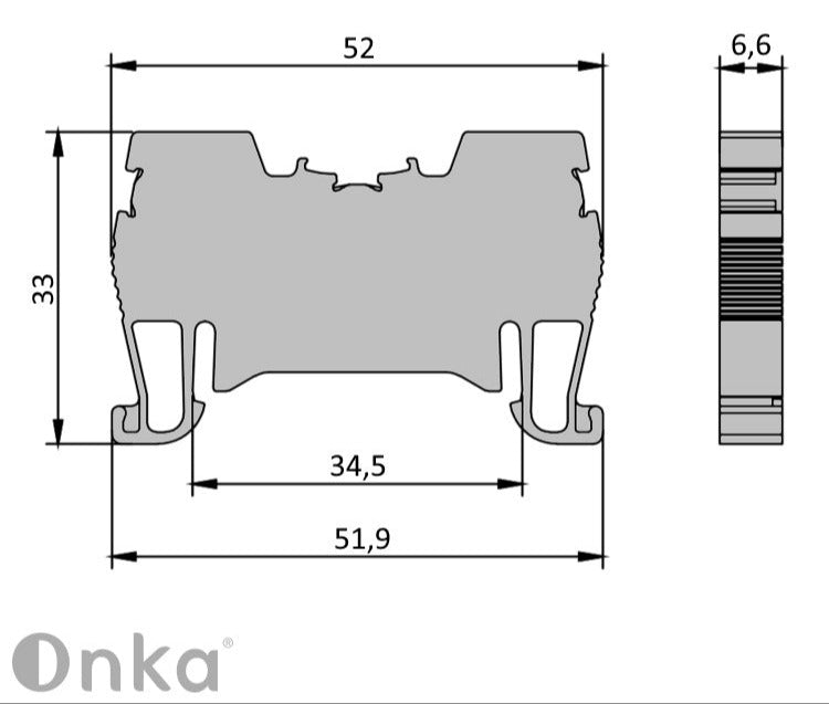 ONKA bornier de connexion à ressort 4mm2 pour rail DIN 2 fils bleu, 1020027