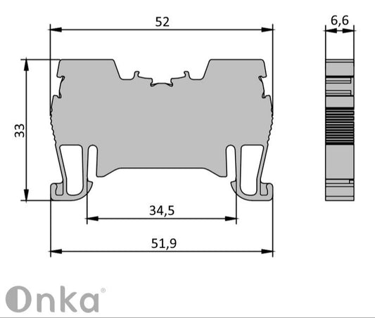 ONKA bornier de connexion à ressort 4mm2 pour rail DIN 2 fils bleu, 1020027