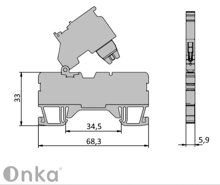 ONKA bornier à vis de connexion 2,5 mm2 (fusible non inclus) gris, 1020223