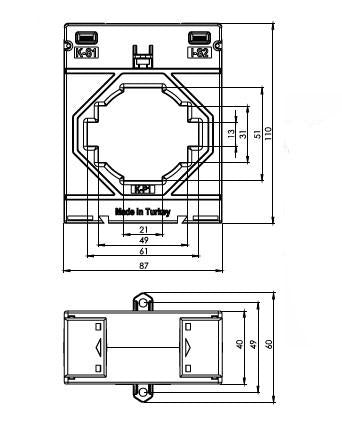 ONKA Current measuring transformer - CURRENT TRANSFORMER 600/5A, 60MM, CLASS 0.5S, 5VA (TK606005304 / 80011767)