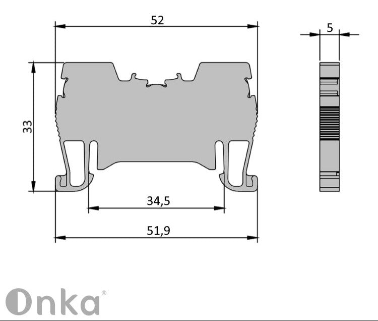 ONKA bornier de connexion à ressort 1,5mm2 pour rail DIN 2 fils bleu, 1020005