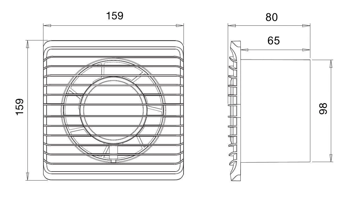 ARS - white wall-mounted axial bathroom / WC fan white with grille silent 100mm, 90 m3/h, 340041