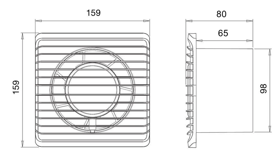 Alize ARS - white wall-mounted axial bathroom / WC fan white with grille silent 100mm, 90 m3/h, 348562