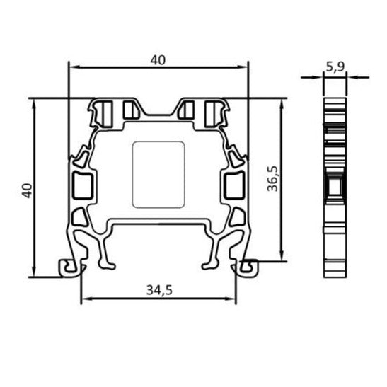 ONKA 2,5mm2 Connecteur à vis pour rail de connexion Terminal sur rail DIN 2 fils gris, 1010012