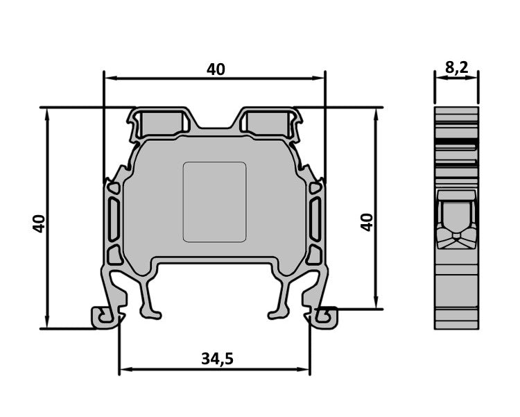 ONKA 6mm2 Connecteur à vis pour rail DIN Boîte de jonction Terminal 2 fils gris, 1010032