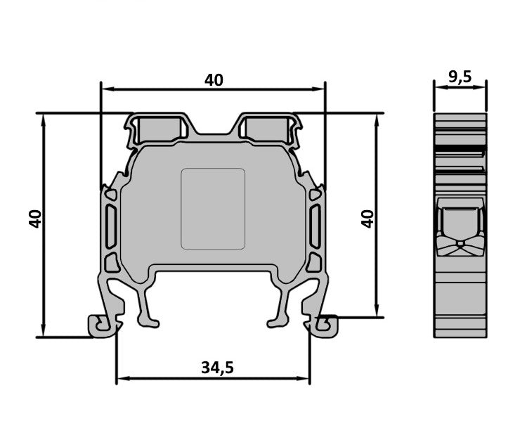 ONKA 10mm2 Connecteur à vis pour rail DIN Boîte de jonction Terminal 2 fils bleu, 1010045