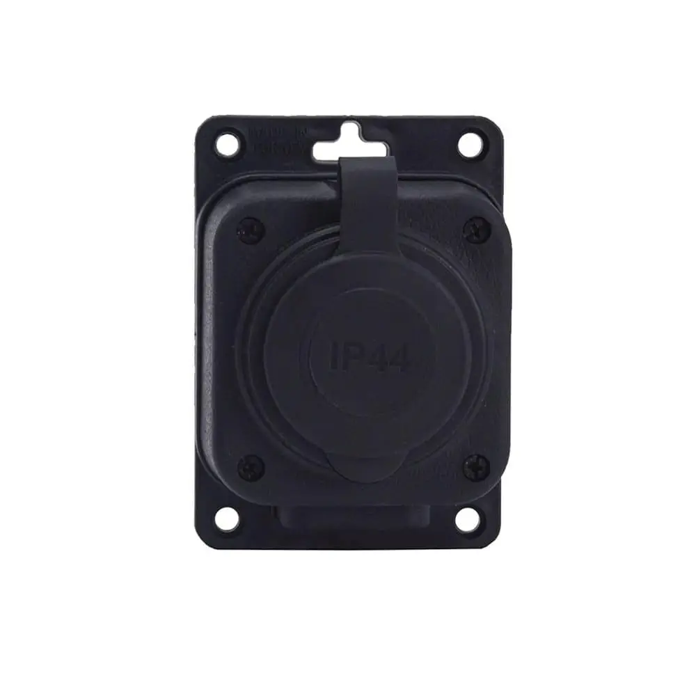 Prise "en caoutchouc" noire de surface 250V, 16A, IP44, SCHUKO 2P+Z, 1KMP-F, Bylion