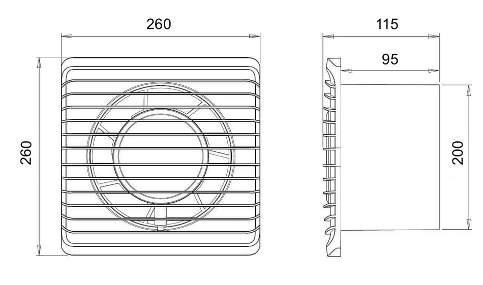 ARS - white wall-mounted axial bathroom / WC fan white with grille silent 200mm, 300 m3/h, 340049