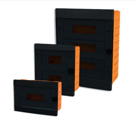 ARS Module de distribution 16 MOD (16 fusibles, 2x8), armoire de distribution encastrée en plastique, portes transparentes IP40, 342598