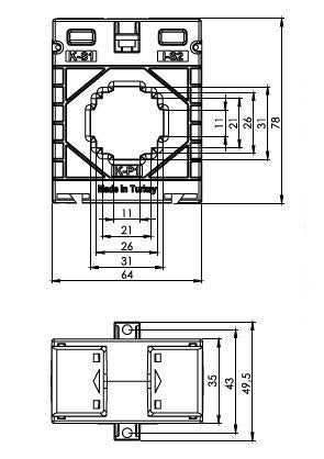 ONKA Srovės transformatorius CURRENT TRANSFORMER 150/5A, 30MM, KLASĖ 0.5S, 1VA (TK301505301 / 80010867)