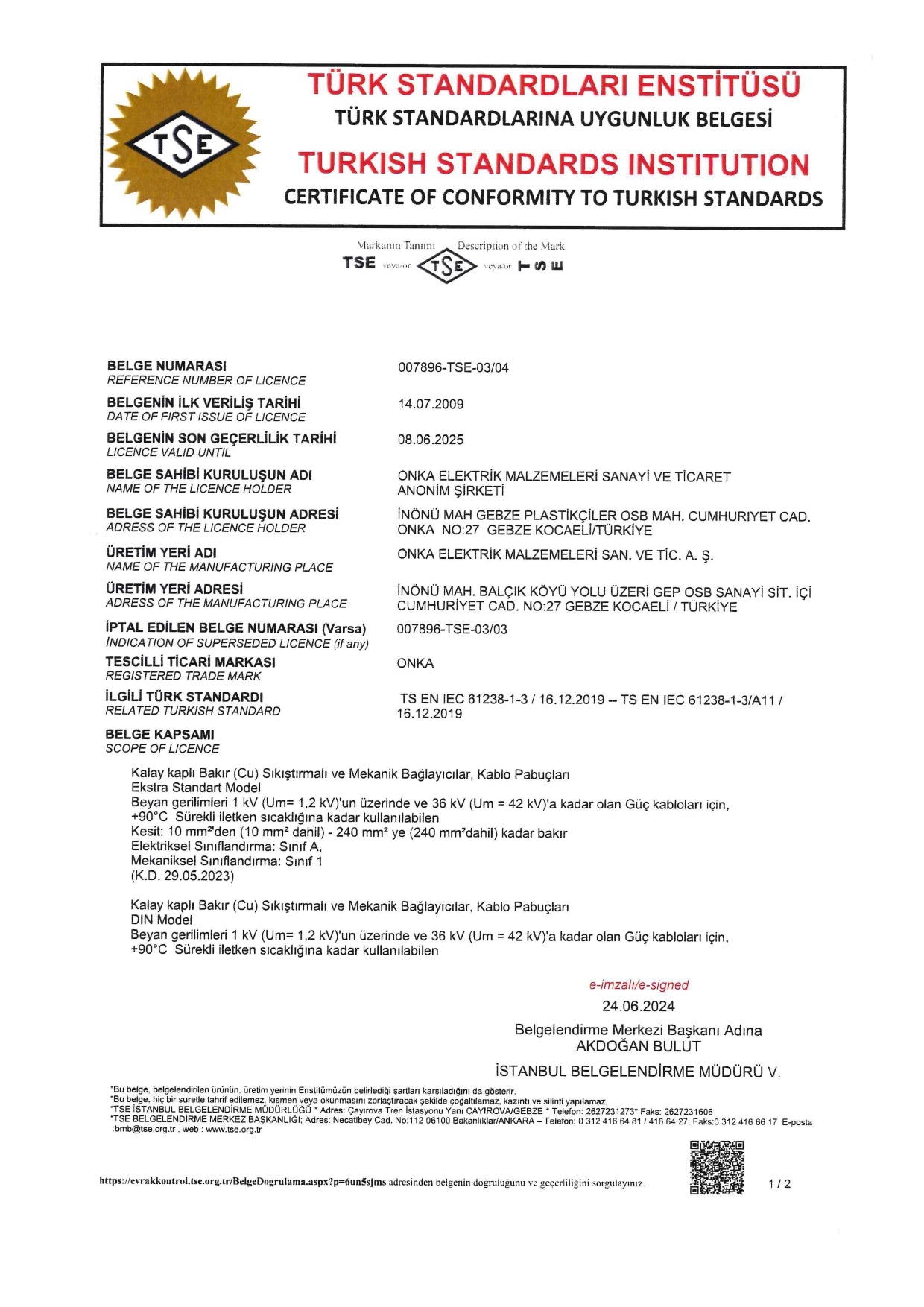 Certifikát TSE – shoda s technickými normami pro elektroinstalace
