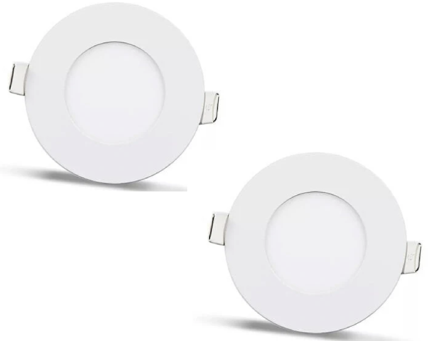 2ks - panneau LED rond 3W / 270Lm blanc chaud encastré (alimentation incluse dans l'ensemble) 3200K YL10-0301