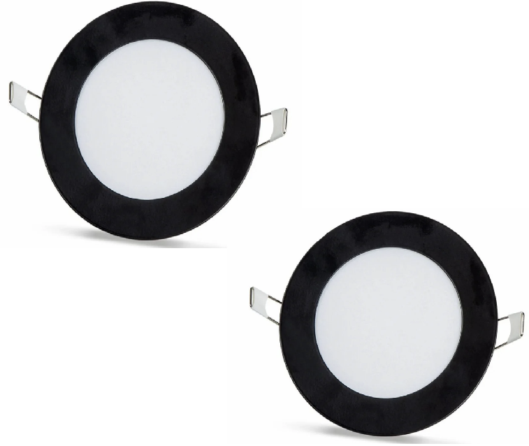 2 ks - kulatý LED panel 6W / 540Lm studená bílá černý rám kruhový vestavný (napájecí zdroj součástí sestavy) 6500K YL10-0600-S