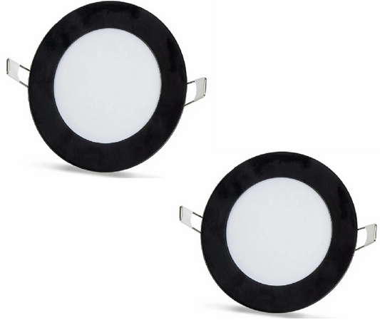 2 ks - kulatý LED panel 6W / 540Lm studená bílá černý rám kruhový vestavný (napájecí zdroj součástí sestavy) 6500K YL10-0600-S