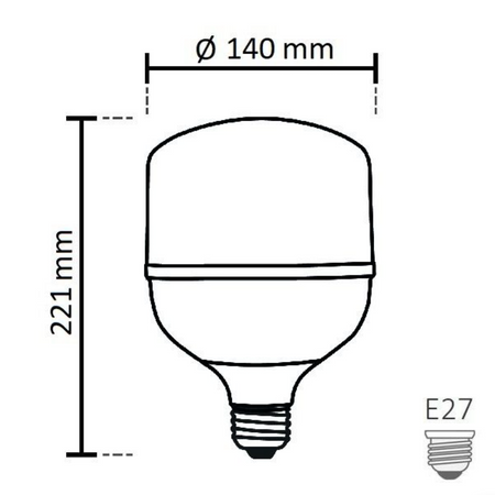 NOAS 60W (450W) LED žárovka TORCH typ, Studená bílá / 6500K, 5400 Lm, YL95-6001