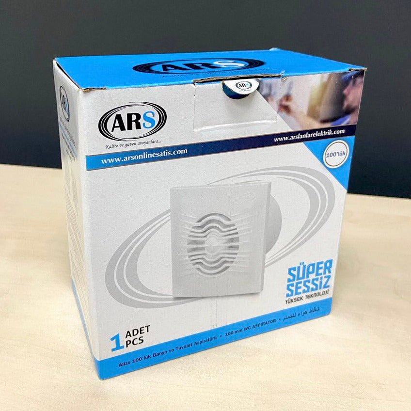 ARS - white wall-mounted axial bathroom / WC fan white with grille silent 100mm, 90 m3/h, 340041