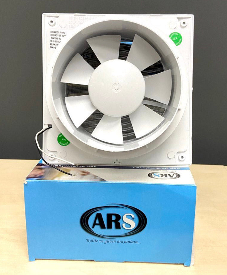 ARS - white wall-mounted axial bathroom / WC fan white with grille silent 150mm, 280 m3/h, 340043