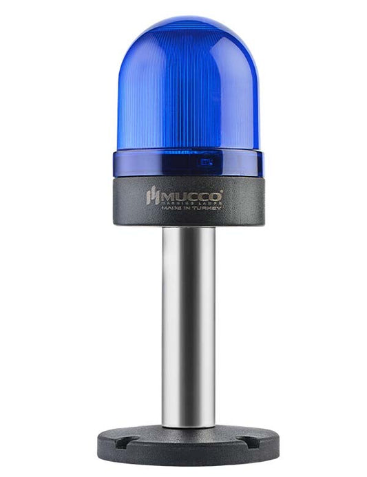 FLASHING ø70 NUT CONNECTOR. SIGNALING BEACON WITH BUZZER, 40-250V AC/DC, BLUE WITH 10CM EXTENDED TUBE, SNT-S725-FB-4-10T