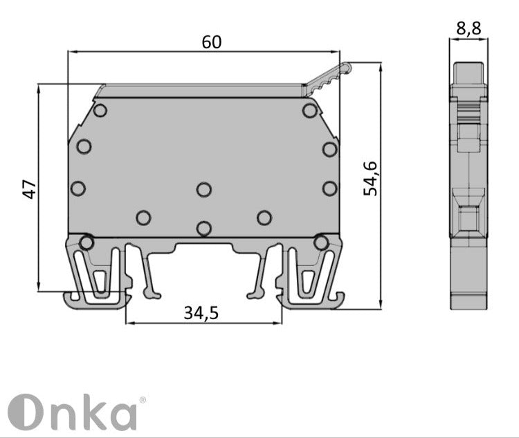 ONKA connexion à vis 6mm2 bornier à fusible (fusible non inclus) gris, 1010241